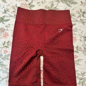 Red Patterned Biker Shorts